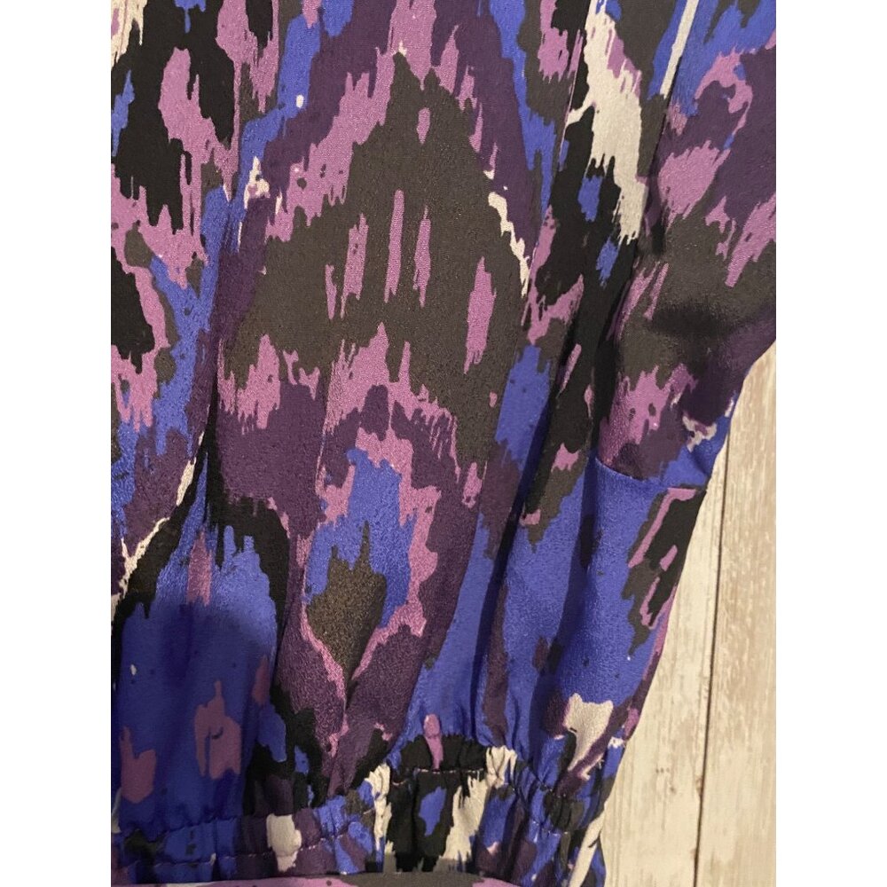 5/48 Purple Blue Multicolor Short Sleeve Tie Waist Dress Size XS Saks - Picture 9 of 11